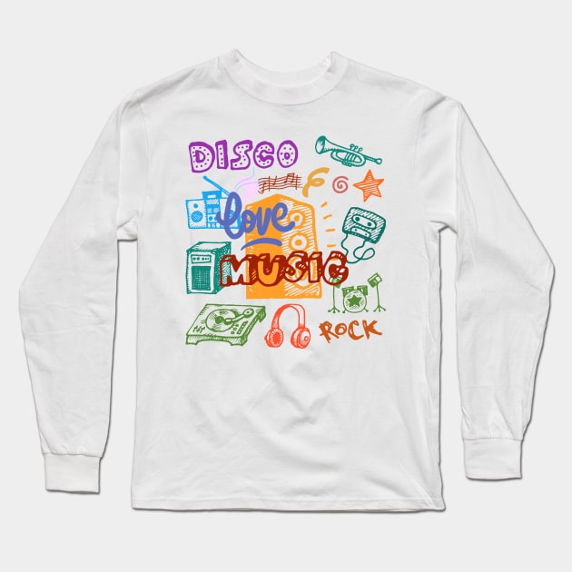 LOVE MUSIC, DISCO Long Sleeve T-Shirt by zzzozzo